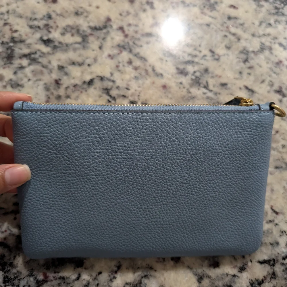 Coach Light Blue Leather Wristlet